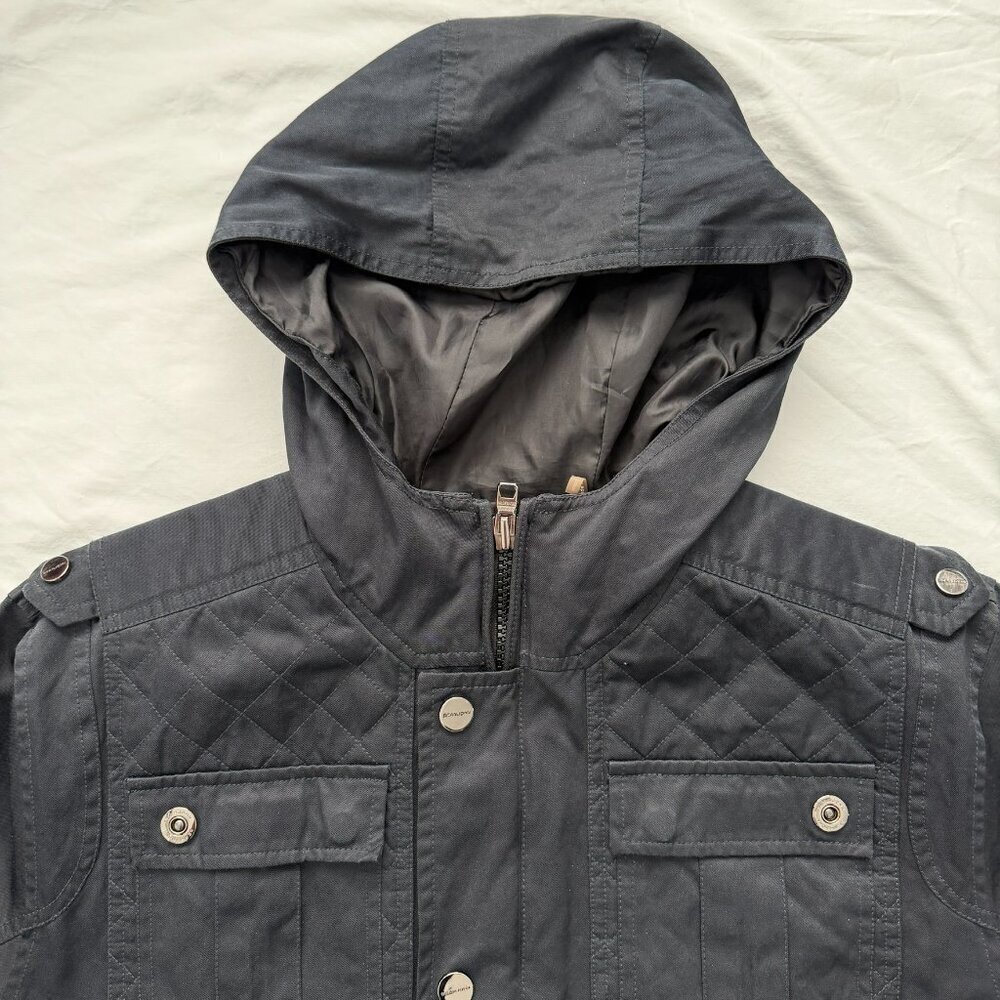SEAN JOHN Quilted Hooded Field Jacket Black Large - Picture 6 of 15